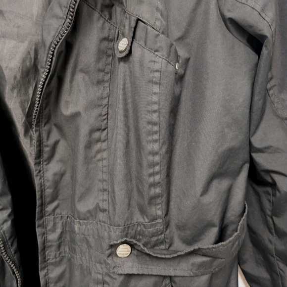 Weather Tamer Women's Black Raincoat Jacket sz 1X Removable Hood - Picture 10 of 10